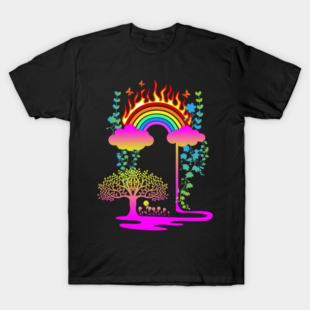 Rainbow Fire T-Shirt by RJ-Creative Art